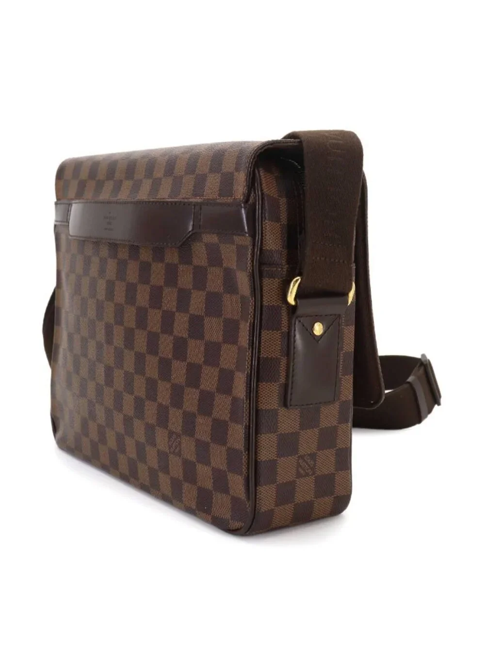 Louis Vuitton Damier Shelton MM Shoulder Bag Ebene Brown Gold